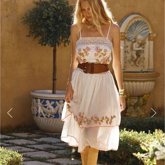 NWT Chasing Unicorns So Many Skies Silk/Cotton + Lace Midi Dress Sz XS 🌸 - Picture 3 of 13